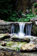 Fototapeta na wymiar kleiner Wasserlauf unterhalb des Wasserfalls
