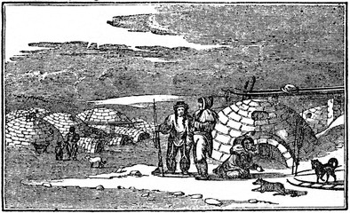 Eskimo village from the snow huts (from Das Heller-Magazin, January 25, 1834)