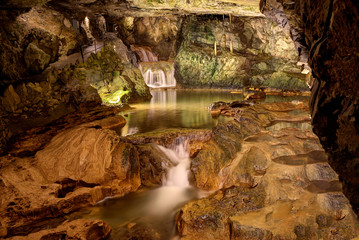 Underground waterfall St. Beatus Switzerland..