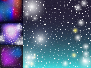 Obraz premium Starry outer galaxy cosmic space illustration universe background sky astronomy nebula cosmos night constellation vector realistic astrology.