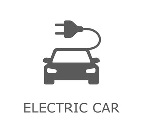 Electric car charging icon for eco-friendly or energy designs