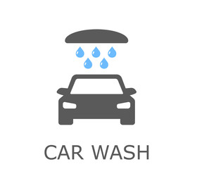 Car washing icon with raining for auto services or maintenance designs