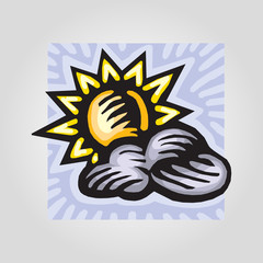 Sun and cloud weather vector illustration