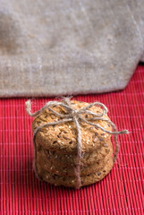 Cookies with sesame and sunflower seeds on table. Healthy eating