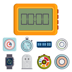 Fototapeta premium Clock and watches vector timer colorful measurement tools number digital information stopwatch illustration