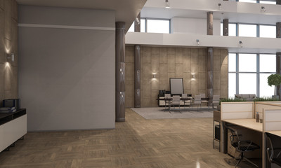 Elegant office interior. Mixed media