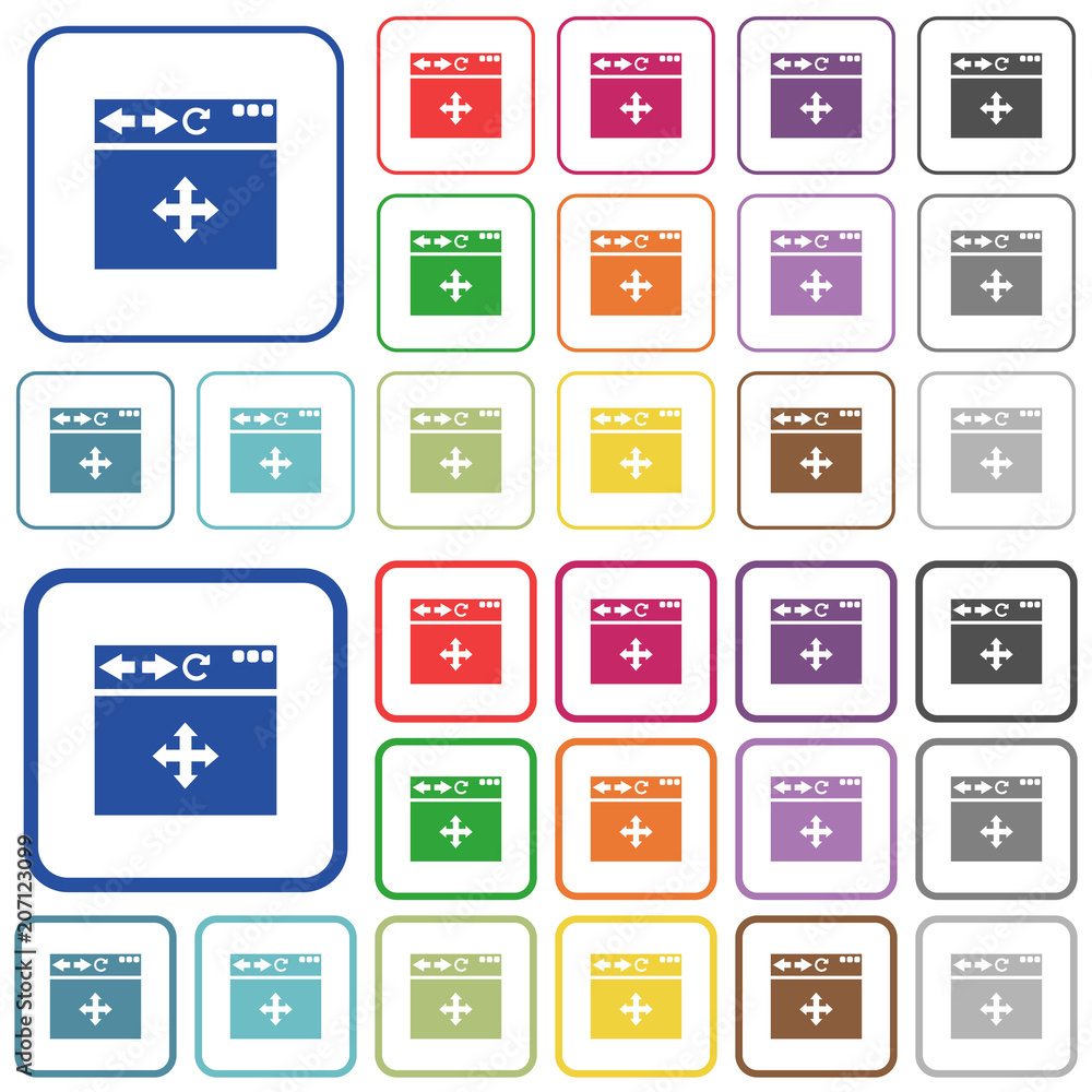 Poster browser drag and drop outlined flat color icons
