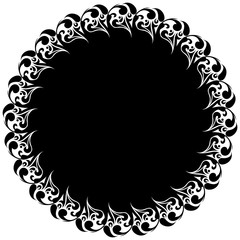 Floral frame with black background, vector illustration