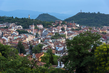 Fototapeta premium Amazing Night Panorama to City of Plovdiv from Nebet Tepe hill, Bulgaria