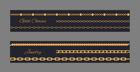 Gold Chains Cards Collection Vector Illustration