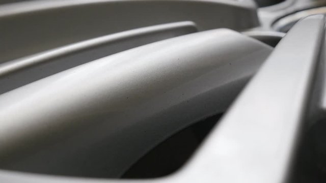 Slow pan on aluminium alloy wheel video