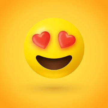 Loving eyes emoji - emoticon with eyes of red hearts