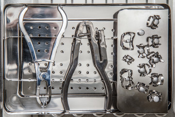 Dental instruments are prepared for the dental treatment of patient in dental clinic