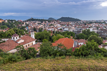 Fototapeta na wymiar Amazing Night Panorama to City of Plovdiv from Nebet Tepe hill, Bulgaria