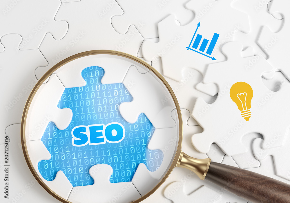 Poster seo - search engine optimization. 3d rendering graphic composition on the subject of 'information te