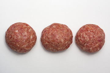 Meat minced red on white background.