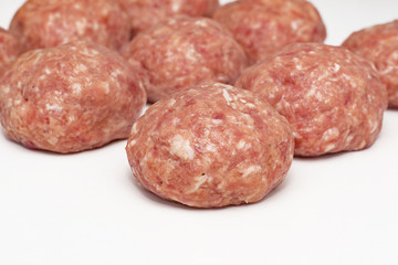 Meat minced red on white background.