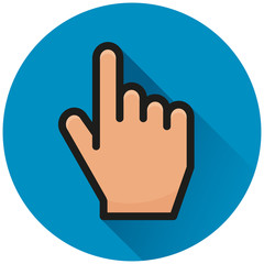 hand circle blue flat icon