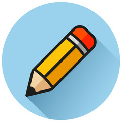 pencil circle blue flat icon