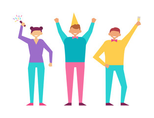 Birthday Party Set of People Having Fun Celebrate