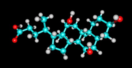 Cholic acid molecular structure isolated on black