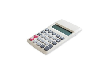 Top view of calculator isolated on a white background with clipping path.