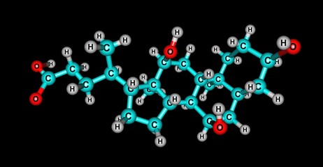 Cholic acid molecular structure isolated on black