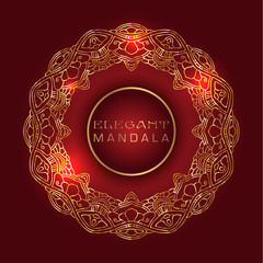 Vector round circle. Mandala style. Decorative element with gold.