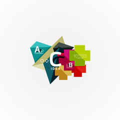 Abstract geometric option infographic banners, a b c steps process