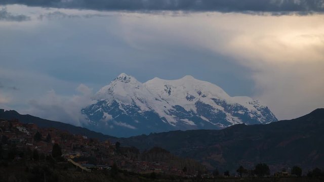 Timelapse of the Mountain Illimani and the city of La Paz, Bolivia. Clip version with less sky