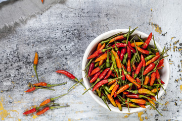 A bowl with chilis, Capsicum annuum
