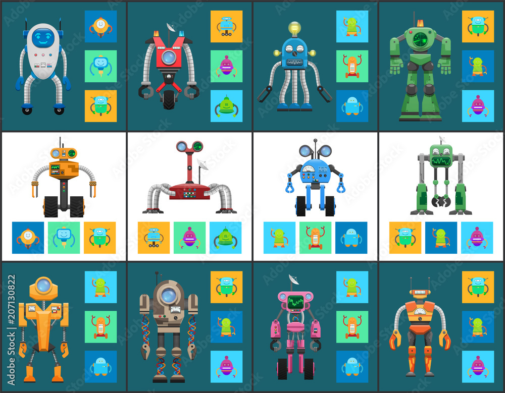 Poster modern humanoid robots with multifunctional system