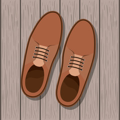 shoe masculine over wooden background vector illustration design