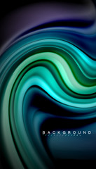 Fluid mixing colors, vector wave abstract background