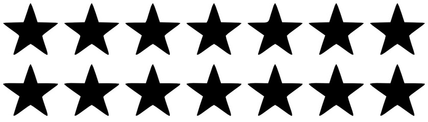 Two rows of black five-pointed stars on a white background