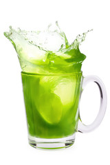 Lemon juice splashing isolated on a white background