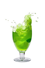 Lemon juice splashing isolated on a white background