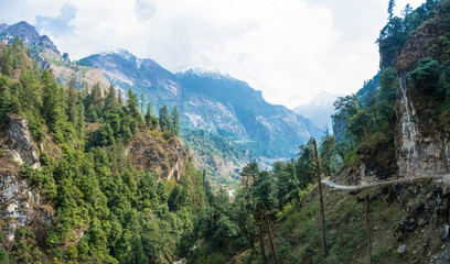 Fototapeta na wymiar Mountain road in the mountains of Nepal.
