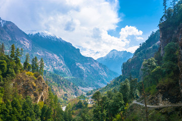 Fototapeta na wymiar Mountain road in the mountains of Nepal.