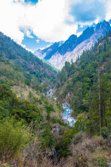 Fototapeta na wymiar A small mountain river in Nepal.