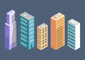 Buildings Collection Poster Vector Illustration