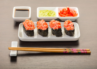 Japanese food, spicy gunkan roll