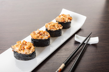 Japanese food, spicy unagi roll