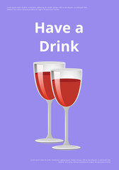 Pair of Drinks Red Wine Poster Champagne Glasses