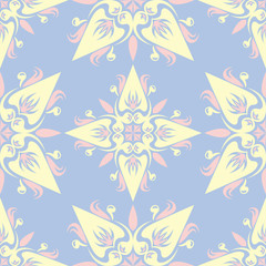 Pale blue seamless background. Floral pattern