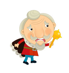 cartoon scene with king standing and doing something - on white background - illustration for children