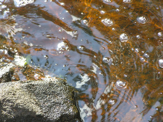 dark water under sunlight with glare and reflections