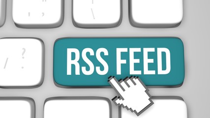 RSS Feed Online concept keyboard key 3d render illustration