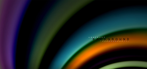 Multicolored wave lines on black background design