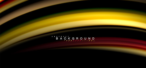 Multicolored wave lines on black background design